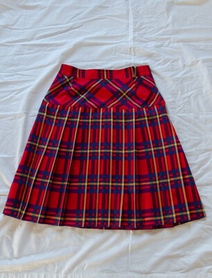 Red blue check wool skirt L/XL