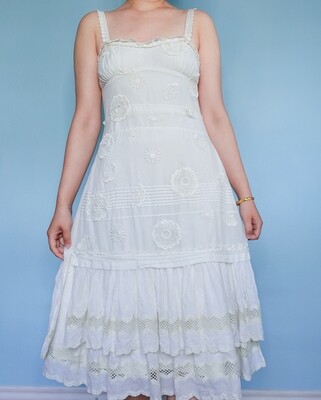 Romantic white summer dress S