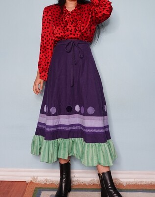 Redesign retro purple wrap skirt