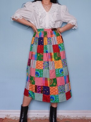 Patchwork colorful skirt S/M