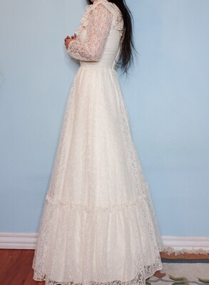 70s lace wedding dress S