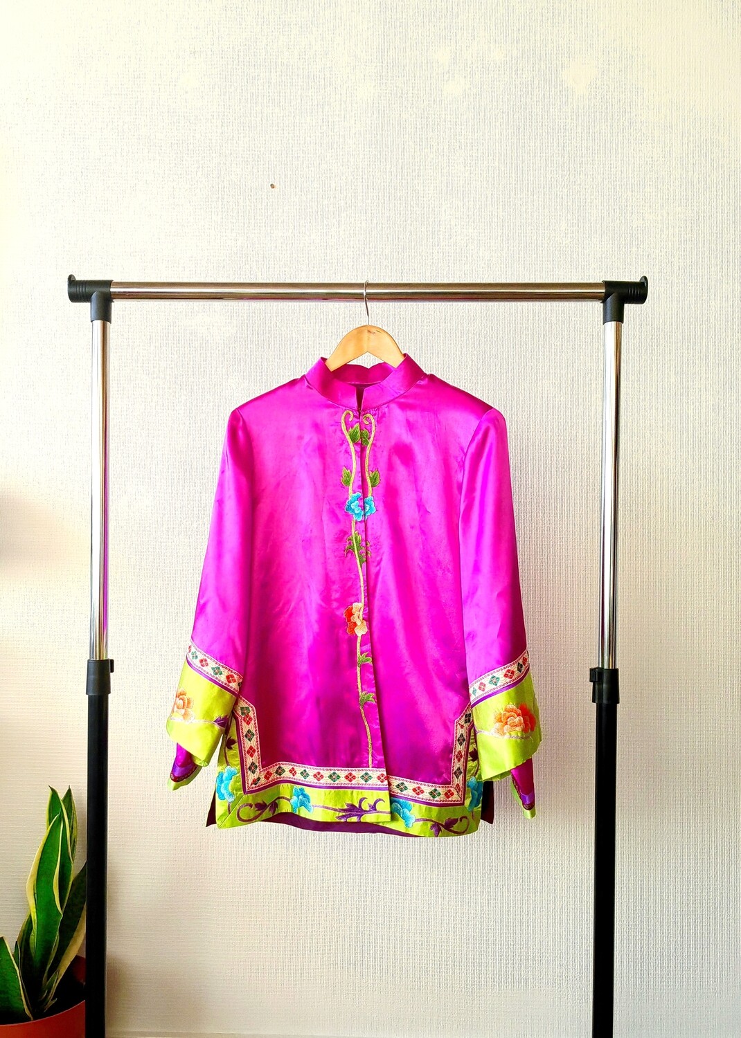 Chinese style purple silk coat M/L