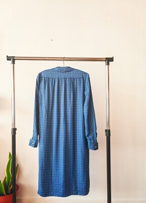 Dark blue retro dress with belt M/L