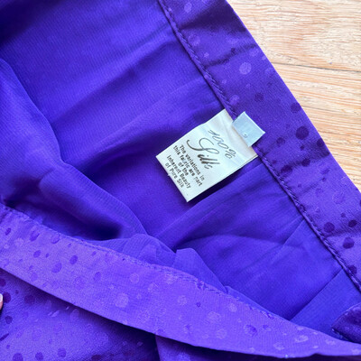 Elegant Purple Silk Skirt with Polka Dot Pattern S