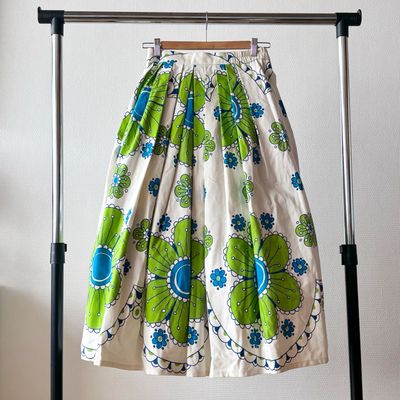 Retro 70s flower print skirt S