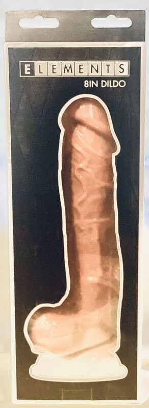 Elements 8 Inch Dildo With Balls Realistic Non-Vibrating Suction Cup Base Brown