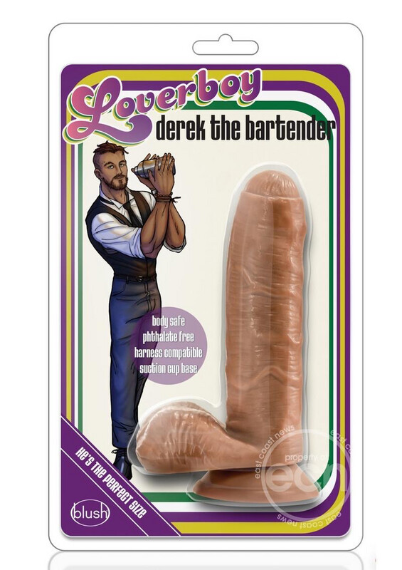 Loverboy Derek The Bartender Dildo With Balls 7in - Caramel