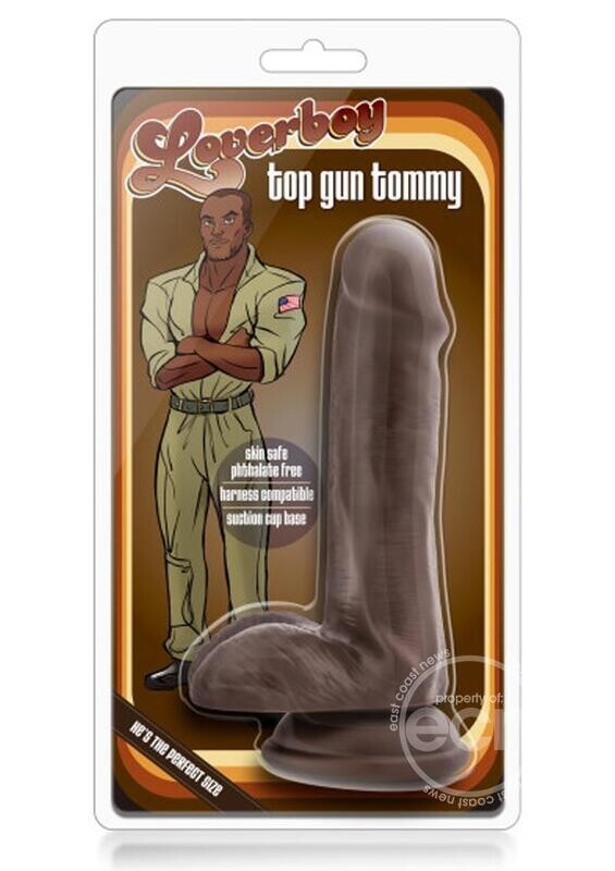 Loverboy Top Gun Tommy Dildo With Balls 6.5in - Chocolate