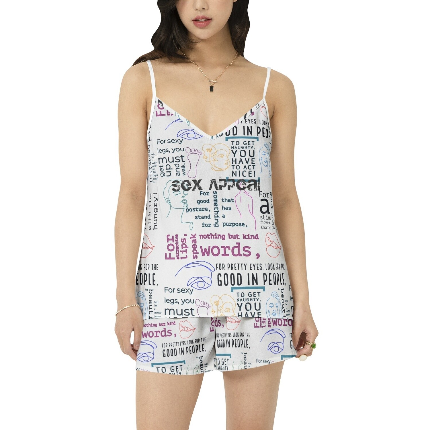 SEX APPEAL Cami Top and Short Pajama Set BY MAKIRI