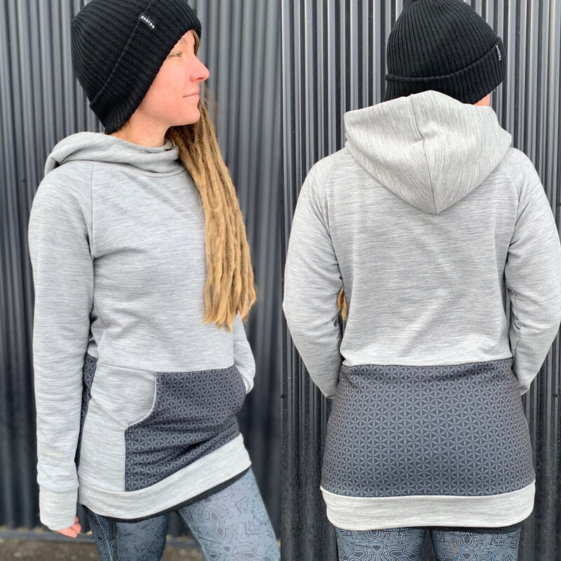 Solstice Hoodie :: Merino Wool Fleece :: Flower Of Life :: Women's Small