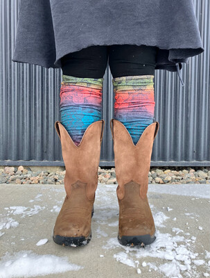 Reversible Merino Fleece Leg Warmers :: Double Lined :: Chakra Portals / Grey