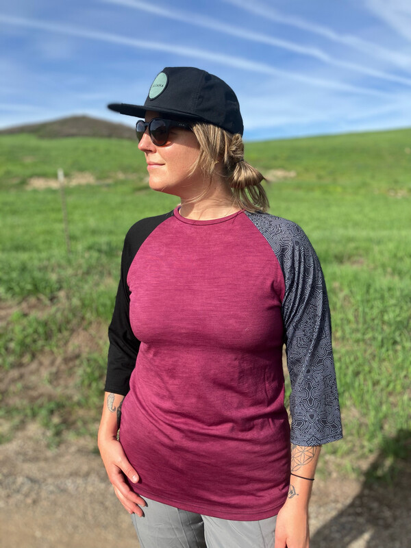 Women's Large :: Plant Dyed Merino 3/4 Sleeve Active Jersey :: One Of A Kind :: Ancient Maps