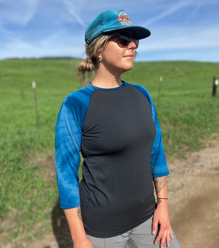 Women's Medium :: Plant Dyed Merino 3/4 Sleeve Active Jersey :: One Of A Kind :: Indigo Tie Dye