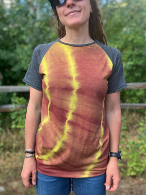 Women's Small :: Plant Dyed Merino Short Sleeve MTB Jersey :: One Of A Kind :: Light Weight + Air Vent Backing
