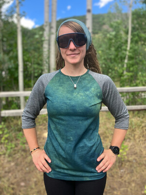 Women's XS :: Plant Dyed Light Weight Merino Wool 3/4 Sleeve MTB Jersey :: Air Vent Backing