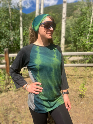 Women's Large :: Light Weight Merino 3/4 Sleeve MTB Jersey :: Plant Dyed + Air Vent Backing :: One Of A Kind