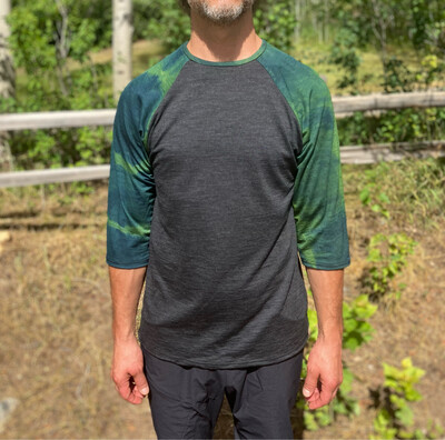 Men's Medium :: Plant Dyed Merino 3/4 Sleeve MTB Jersey :: One Of A Kind :: Light Weight + Air Vent Backing