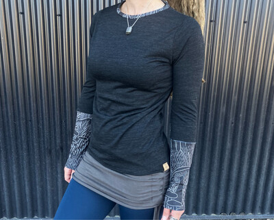 Women's Small :: Up Cycled Foggy Dew Merino Base Layer :: Shrooms