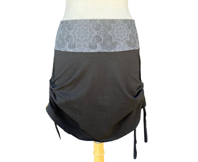 Everyday Hemp Cinch Mini Skirt :: Portals :: Size Large :: Solid Black