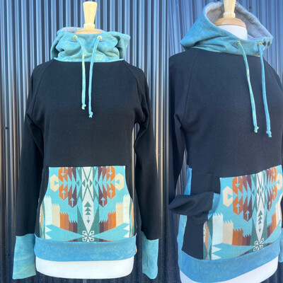 Plant Dyed Hemp + Up Cycled Pendleton Wool Hoodie :: Women's Small :: One Of A Kind