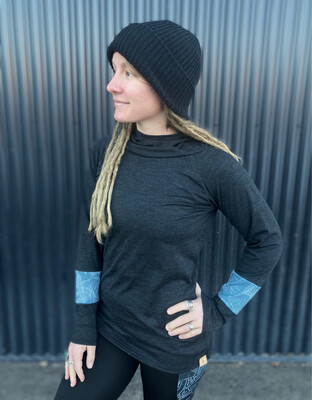 Light Weight Merino Wool Eight Mile Hoodie :: Up Cycled Mushroom Forager Details :: Women's Small