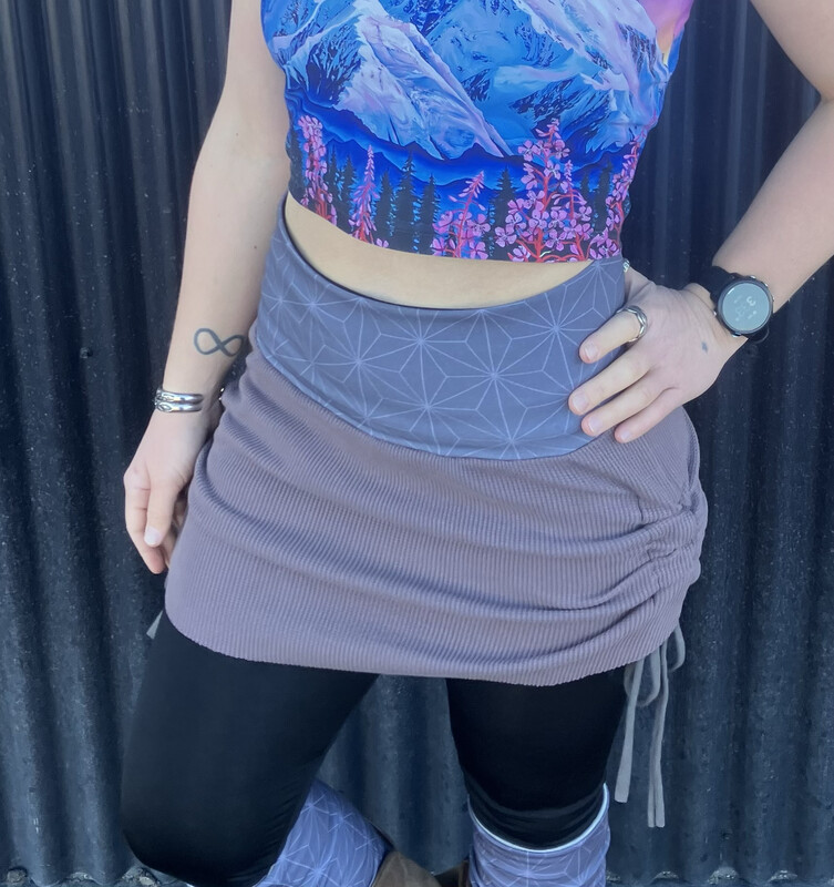 Everyday Organic Cotton Waffle Thermal Cinch Mini Skirt :: Asanoha :: Smoky Lavender