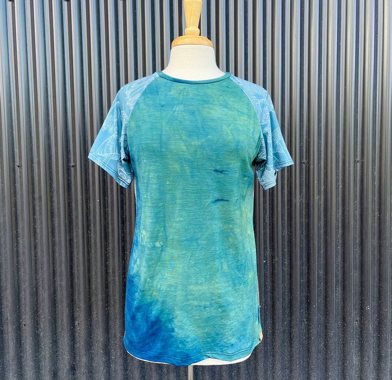 Women's Large :: Plant Dyed Merino Wool Active Jersey :: Short Sleeve :: Mushroom Forager :: One Of A Kind