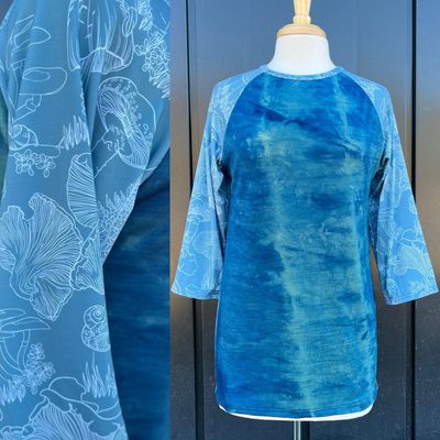Women's Large :: Plant Dyed Merino Wool 3/4 Sleeve Active Jersey :: Mushroom Forager :: One Of A Kind