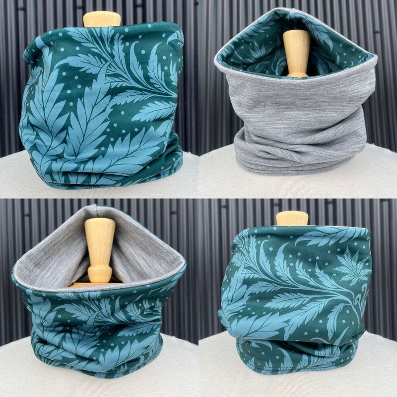 Powder Day Neck Gaiter :: Reversible Merino Fleece :: Double Lined :: Ganja / Grey