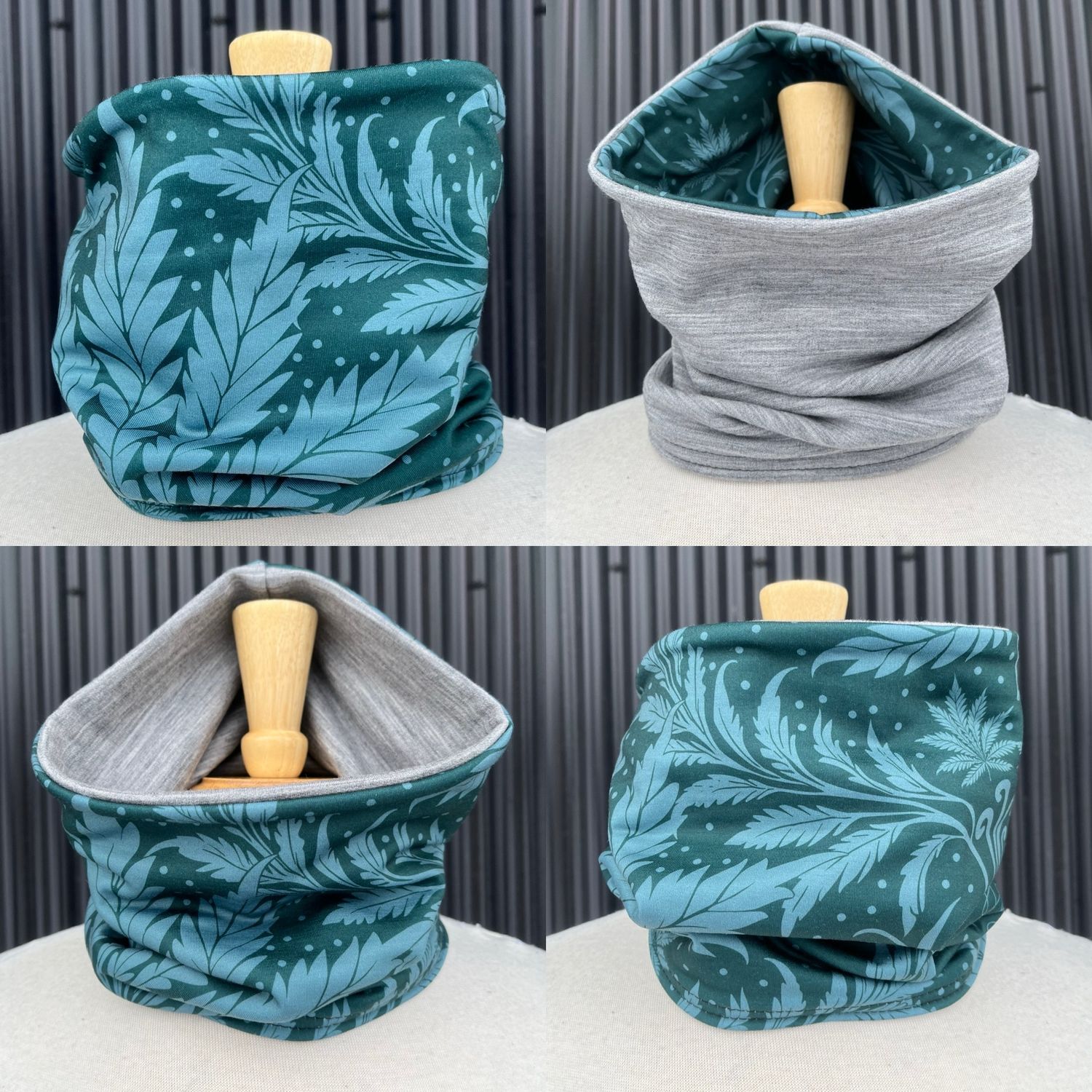 Powder Day Neck Gaiter :: Reversible Merino Fleece :: Double Lined :: Ganja / Grey