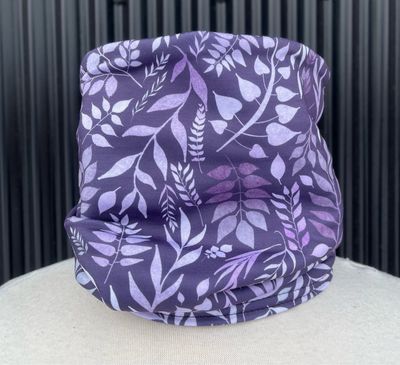Youth :: Powder Day Reversible Merino Fleece Neck Gaiter :: Double Lined :: Lavender Floral / Grey