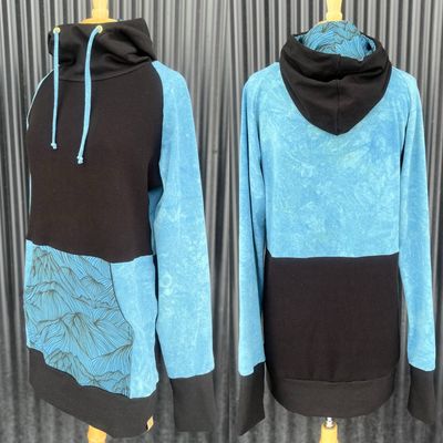 Women's Large :: Solstice Hoodie :: Plant Dyed Hemp + Organic Cotton Waffle Thermal :: One Of A Kind :: Mountain Peaks
