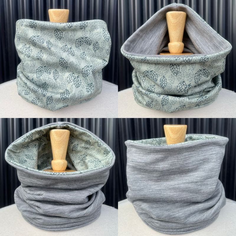 Powder Day Neck Gaiter :: Reversible Merino Fleece :: Double Lined :: Hops / Grey