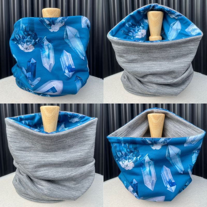 Powder Day Neck Gaiter :: Reversible Merino Fleece :: Double Lined :: Rockhound / Grey