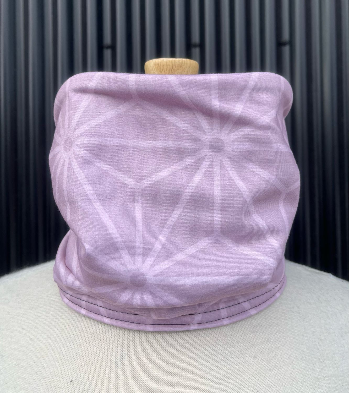 Youth :: Powder Day Neck Gaiter :: Reversible Merino Fleece :: Double Lined :: Pink Sacred Geometry / Grey