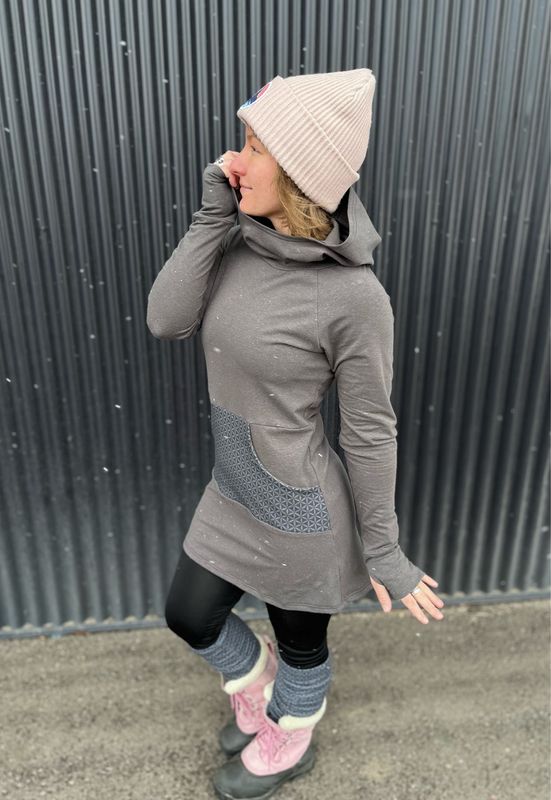 Women's Small :: Best Friend Hemp Dress :: Charcoal / Flower Of Life :: One Of A Kind