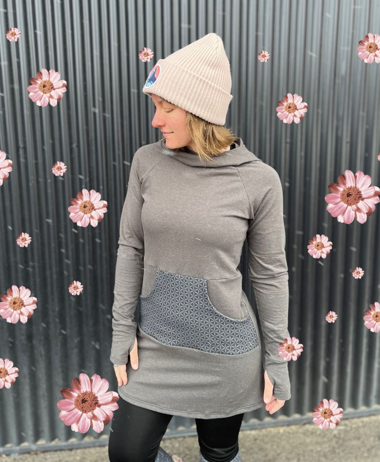 Women's Small :: Best Friend Hemp Dress :: Charcoal / Flower Of Life :: One Of A Kind