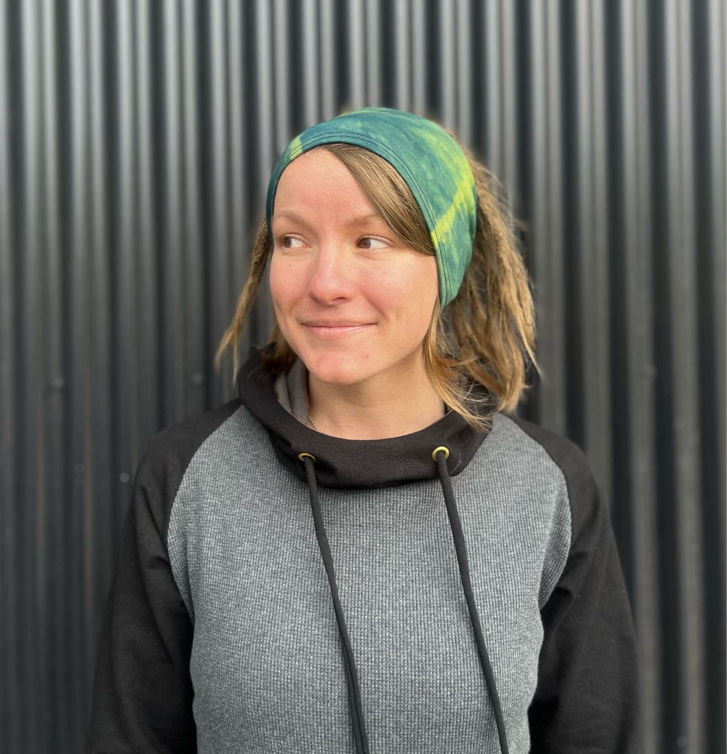 Up-Cycled Plant Dyed Mid Weight Merino Wool Headband :: Green Tie Dye