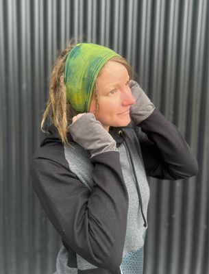Up-Cycled Plant Dyed Mid Weight Merino Wool Headband :: Green Tie Dye