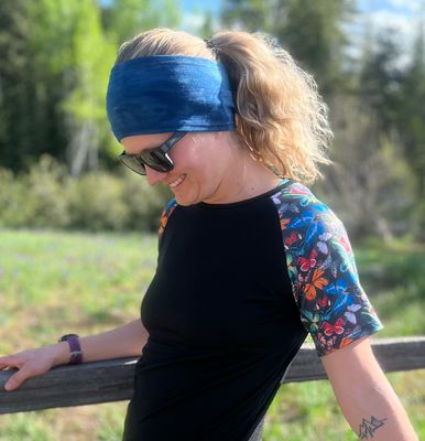 Up-Cycled Plant Dyed Mid Weight Merino Wool Headband :: Indigo