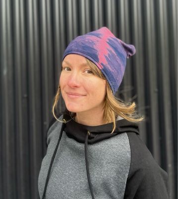Up-Cycled Plant Dyed Mid Weight Merino Helmet Liner / Headband :: Pink + Purple Tie Dye