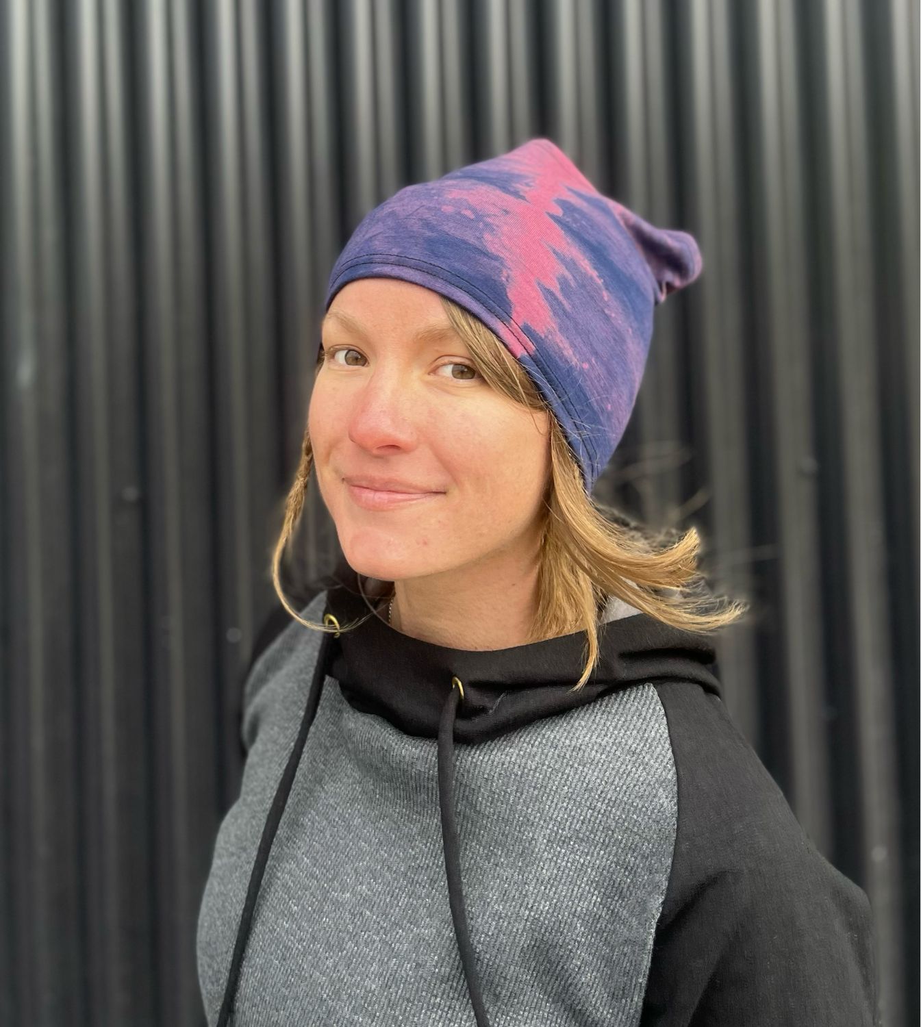 Up-Cycled Plant Dyed Mid Weight Merino Helmet Liner / Headband :: Pink + Purple Tie Dye