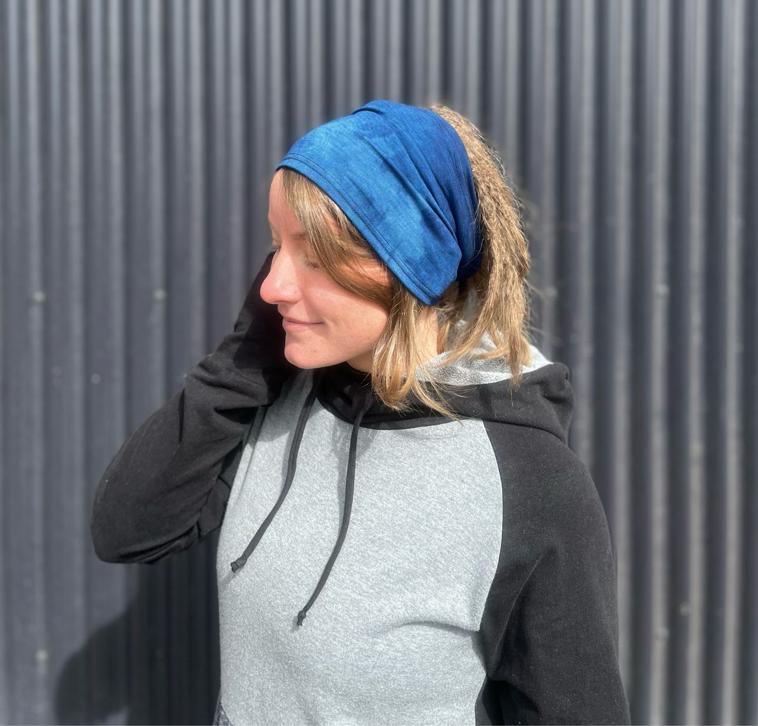 Up-Cycled Plant Dyed Mid Weight Merino Helmet Liner / Headband :: Indigo