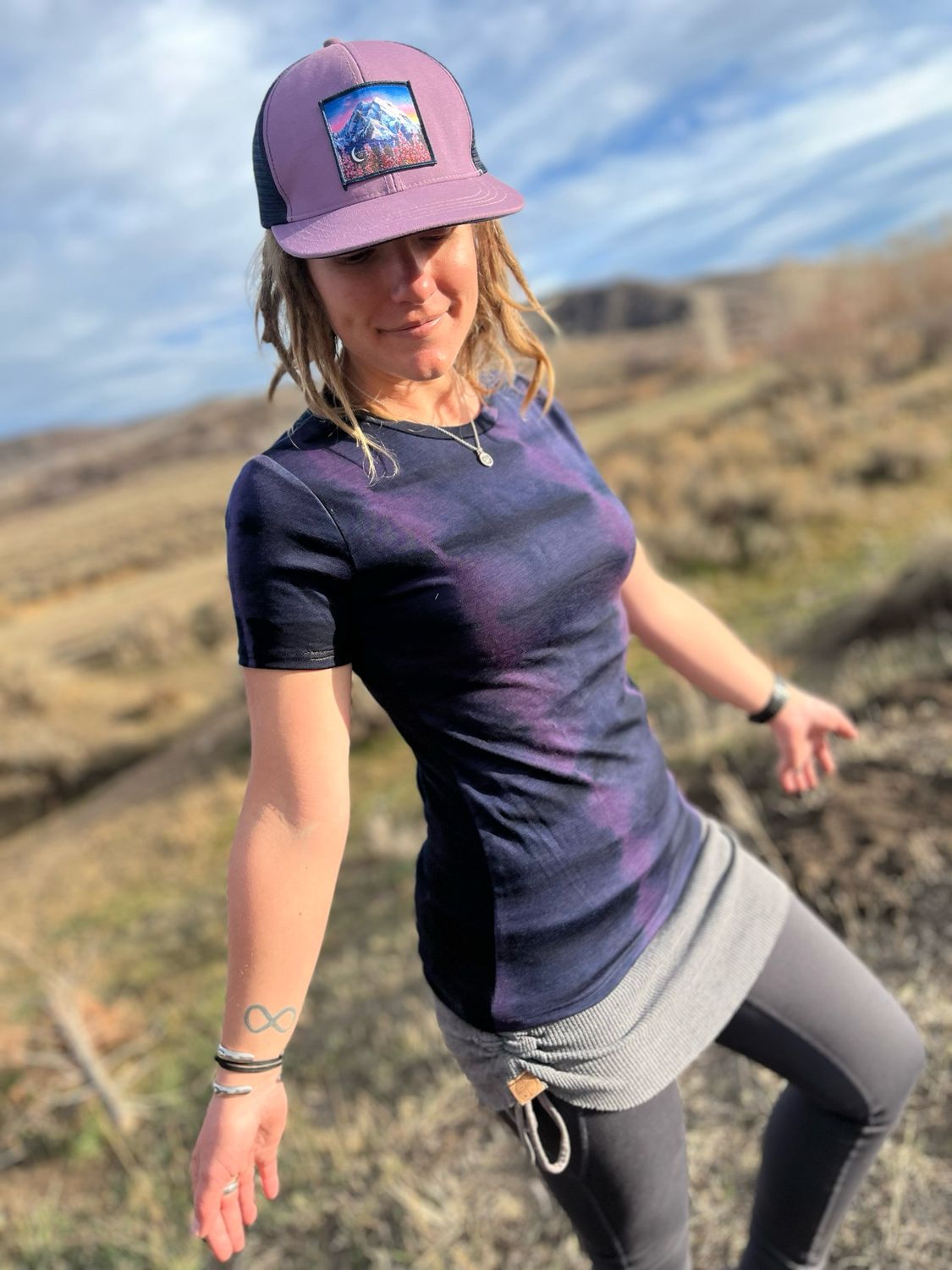Ready To Ship :: Women’s Plant Dyed Merino Wool Tech Tee :: Amethyst :: One Of A Kind
