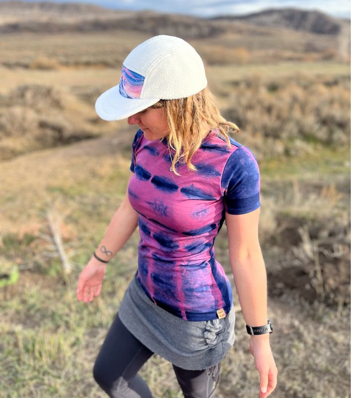 Ready To Ship :: Women’s Plant Dyed Merino Wool Tech Tee :: Alpenglow :: One Of A Kind