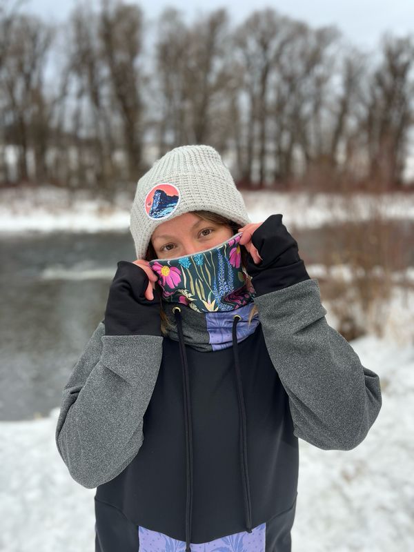 Powder Day Neck Gaiter :: Reversible Merino Fleece Lined :: Wildflower Power