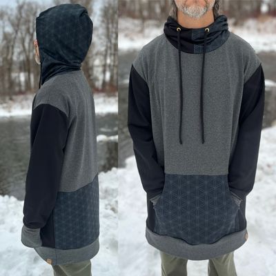 Unisex XL :: Oversized Merino Wool Shred Hoodie :: Flower Of Life :: One Of A Kind Unisex XL :: Oversized Merino Wool Shred Hoodie :: Flower Of Life :: One Of A Kind