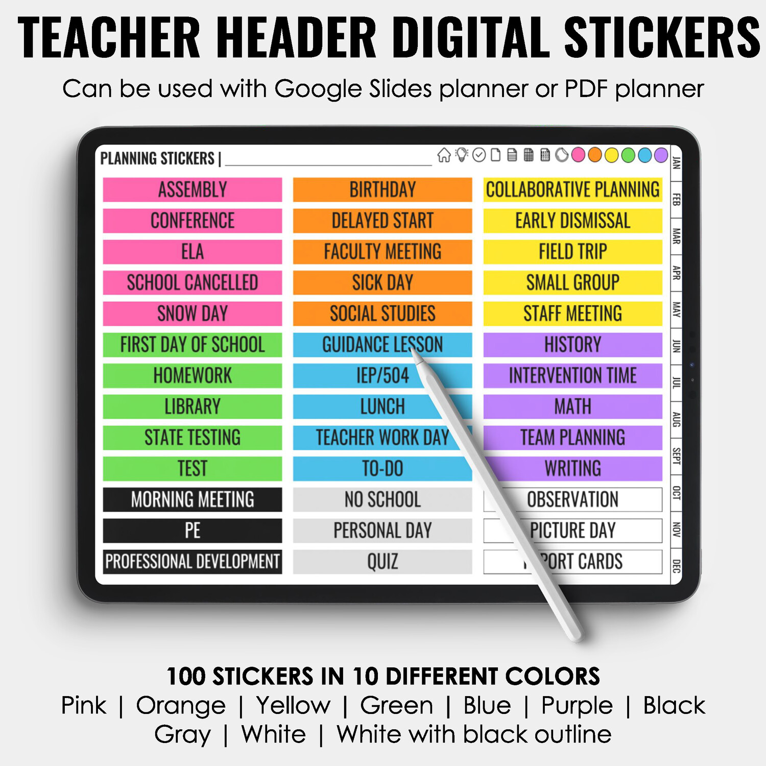 Teacher Header Digital Stickers