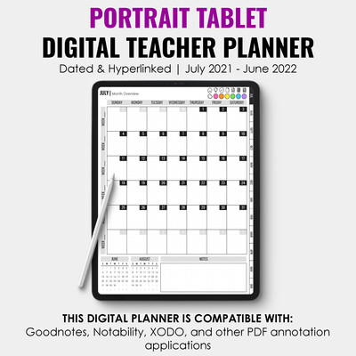 2021-2022 Tablet Digital Teacher Planner | Portrait 2021-2022 Tablet Digital Teacher Planner | Portrait