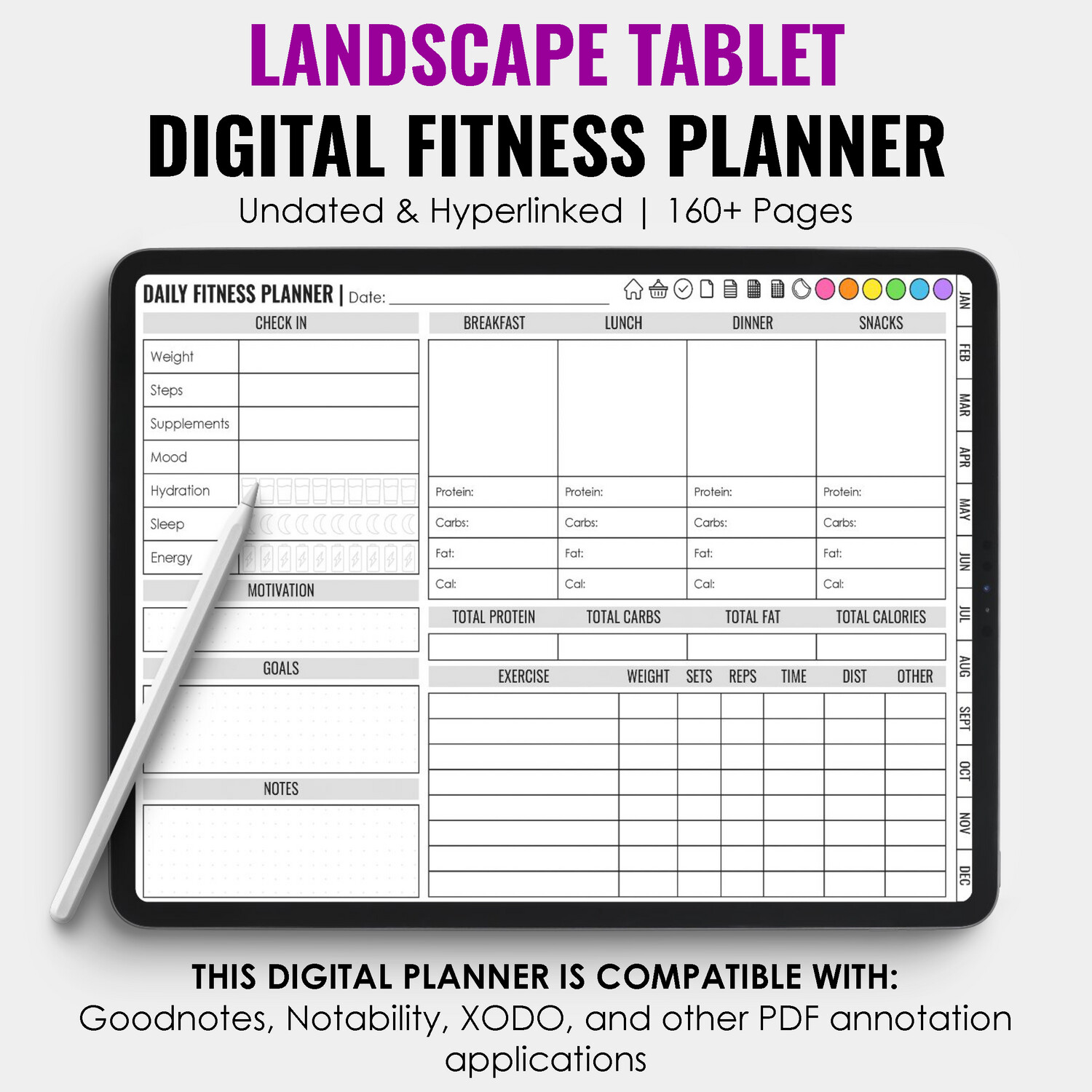 Digital Fitness Planner | Tablet